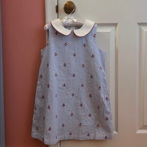 Classic Prep Seersucker Dress with Anchor Pattern